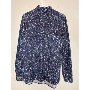 Ralph Lauren Navy Red Patriotic Floral Quiet Luxury Old Money Oxford Shirt M